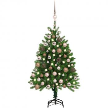 Árbol de Navidad preiluminado con bolas verdes y luces 120 cm
