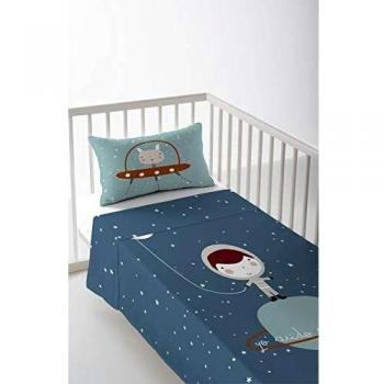 Juego de Sábana Cuna/Maxicuna Infantil Bebé 100% Algodón Planeta Haciendo el Indio Fabricado en España 100 x 130 cm