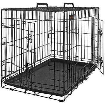 FEANDREA Jaula para Perros Plegable, Largo 122 cm, 2 Puertas, XXL, Negro PPD48H