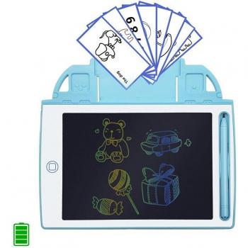 DAM Tableta de Dibujo y Escritura LCD de 8,4 Pulgadas, Portátil, con Bloqueo de Borrado, Batería Recargable, Incluye Tarjetas de Aprendizaje para Escribir