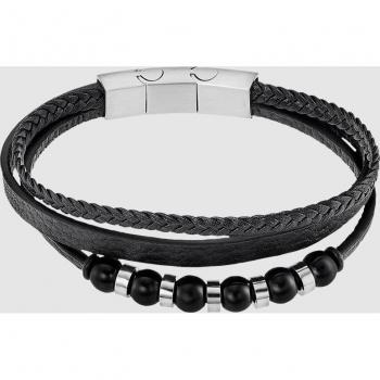 Pulsera Lotus Style Men In Black LS2382-2/1 de acero inoxidable 316L para hombre con abalorios