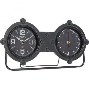 Reloj de Mesa Hierro y Cristal Negro 38x7x20 cm