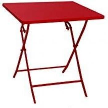 Mesa de jardín cuadrada plegable Greensboro roja - 2 plazas - Acero tratado antirustico Hespéride