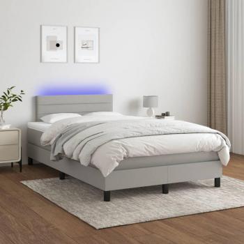 Colchón box spring de muelles y tela LED gris claro 120x200 cm
