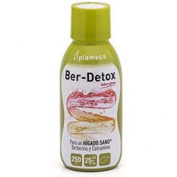 PLAMECA - Ber-Detox, Función Normal del Hígado, Detox Hígado, con Colina, Alcachofera, Cardo Mariano, L- Metionina, Inositol, Curcumina y Berberina, Detox Jarabe, Detox Bebida, Sabor a Fresa - 250 ml