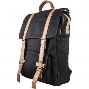 Mochila Negra SilverHT para Laptop de hasta 15.4/39.1cm con Adornos de Piel Ecológica, Base Impermeable y Cierres de Cremalleras/Imán