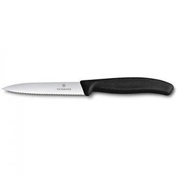 Cuchillo de verduras Victorinox Swiss Classic 10 cm con hoja serrada y mango negro