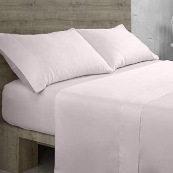 Juego de Sábanas de Algodón Orgánico Rosa Qutun para Cama de 200 - 4 Piezas - Satén 300 Hilos - Certificado GOTS
