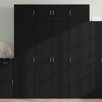Armario de madera de ingeniería negro con soporte de almacenamiento móvil, dimensiones 80x42,5x225 cm