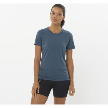 Camiseta Salomon Cross Run de entrenamiento para mujer, manga corta, color azul marino