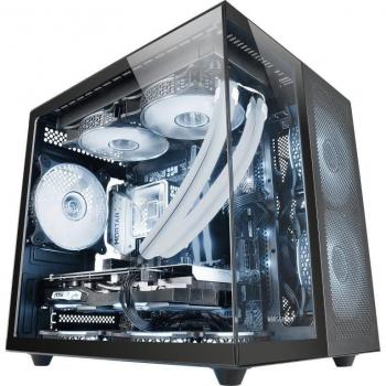 Mars Gaming MC-NOVAM MicroATX Minitorre con Doble Ventana de Cristal Templado, Estructura Modular Doble Cámara, Rejilla Frontal, Soporte para Refrigeración Líquida y