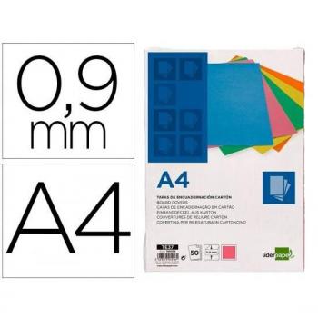 TAPA ENCUADERNACION LIDERPAPEL CARTON A4 0,9MM ROSA FLUOR PAQUETE DE 50 UNIDADES
