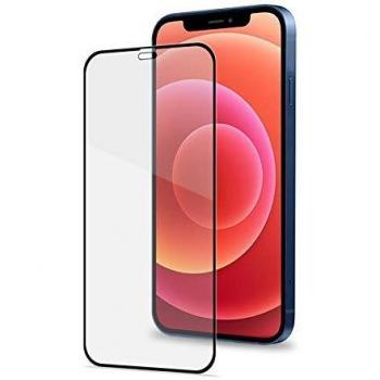Celly Protector de Pantalla 2D para Iphone 12 Pro Max, Vidrio Cristal Templado Dureza 9H Antihuellas Y Antiarañazos, Borde Negro