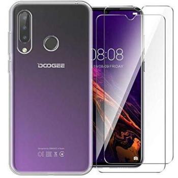 SCDMY Carcasa para DOOGEE N20 2019 Funda + [2 Piezas] Cristal Templado Protector de Pantalla, Transparente Silicona Case protección TPU Funda Carcasa para DOOGEE N20 2019