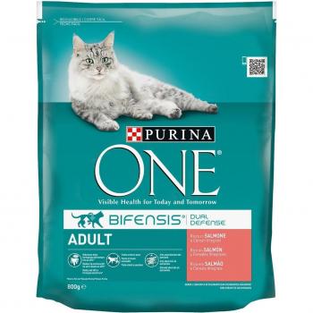 Purina One - Pienso para gatos adultos Bifensis salmón y cereales integrales 800 g