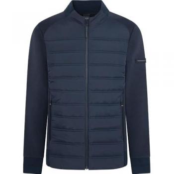 Chaqueta híbrida de hombre Hackett Sport con cierre cremallera, sudadera con cremallera Hybrid Quilt, chaqueta Hackett Hybrid Quilt azul marino - S