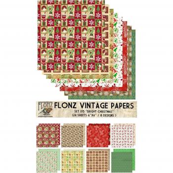 Paper Pack (24sh 6x6) Bright Christmas FLONZ Vintage Paper for Scrapbooking and Craft