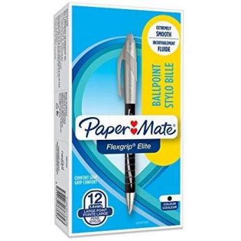 Paper Mate Flexgrip Elite - Bolígrafo, Lote de 12, Negro