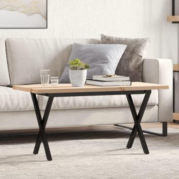 Mesa Centro VidaXL Marco de Madera Maciza de Pino y Hierro 100x50x45,5 cm - Mesita de Salón o Comedor Auxiliar en Color Marrón