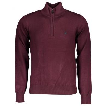U.S. Polo Assn. Men's Chic Half-Zip Sweater with Elegant Embroidery in Pink, Size 3XL