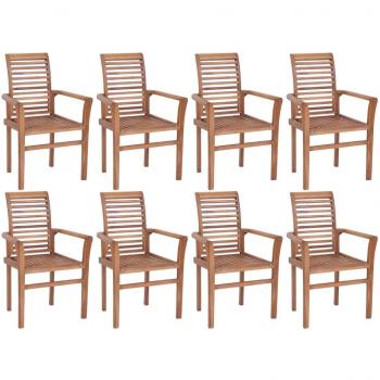 Teak Wood Slatted Dining Chair Set