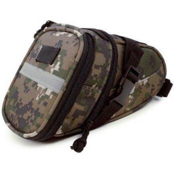Box-735 Bolsa sillín cuña para bicicleta de montaña/ urbana con clip - camuflaje