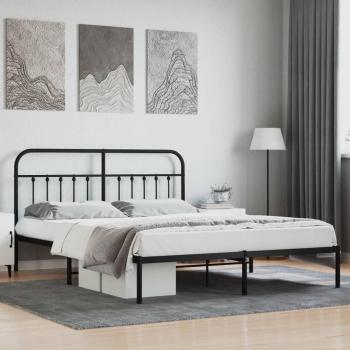 vidaXL Metal Bed Frame without Mattress with Headboard Black 183x213cm