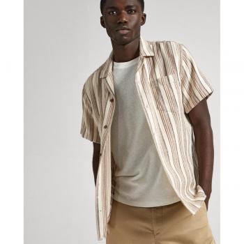 Camisa Paxford beige Pepe Jeans - Elegante camisa jacquard de hombre regular fit con estampado de rayas multicolor