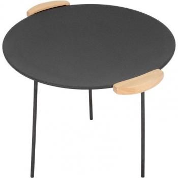 Placa Parrilla de Hierro Fundido ECD Germany Ø44cm con 6 Patas en 2 Alturas, Soporte para Horno Holandés, Trípode de Parrilla, Asas de Madera y Tazón