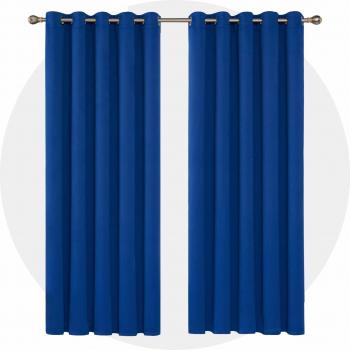 Deconovo Opaca Cortina Térmica Aislante y Ruido Reducción con Ojales 2 Piezas 168 x 229 cm Azul
