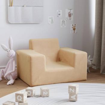 Sofá para niños crema en felpa suave
