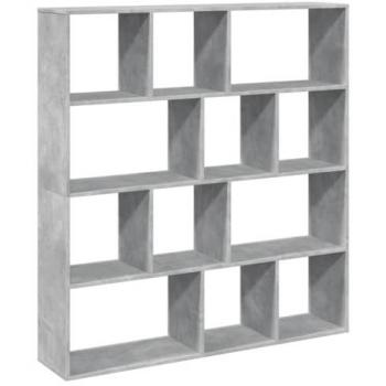 Estantería de madera de ingeniería gris hormigón 132x29x141,5 cm
