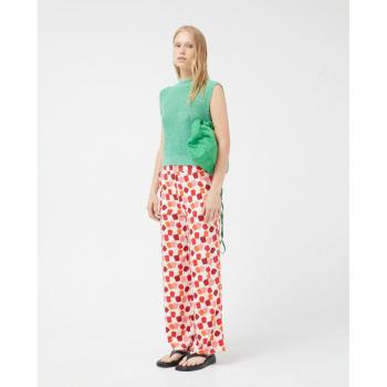 Pantalón recto de mujer con estampado de pimientos