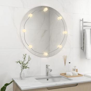 Espejo de pared sin marco con luces LED redondo de vidrio