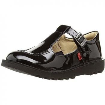 Kickers Junior Girls Kick T Bar Patent Leather Black Shoes - Size: UK 2.5 / EU 35 / US 3