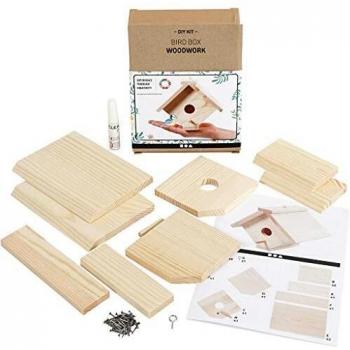 Nido para aves de madera, 13 x 14.5 x 16 cm, fácil de ensamblar y decorar