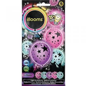 5 GLOBOS LED ESTRELLAS 23 CM