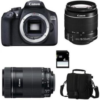 Cámara Réflex Digital Canon EOS 1300D Kit con Lentes EF-S 18-55mm y EF-S 55-250mm, Sensor CMOS de 18 Mpx, Pantalla de 3'', Grabación Full HD,