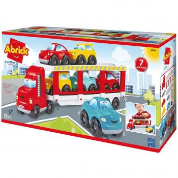 TRAILER PORTACOCHES ABRICK 3289 - Camión portacoches de juguete, incluye varios coches de juguete, fabricado en plástico resistente, diseñado para niños a partir de 18 meses, colores vivos y