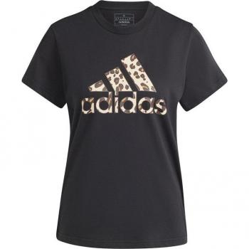 adidas Women's Animal Print Graphic T-Shirt - Black, Size L