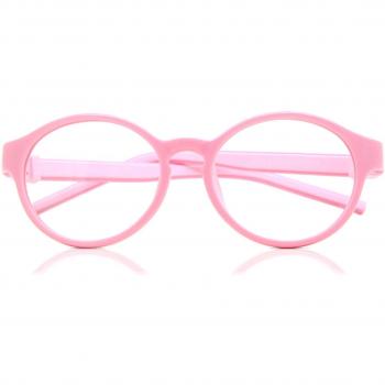Round Full Rim Plastic Kids' Prescription Glasses Online Pink Size 42 - Blue Light Block Available - SmartBuy Kids