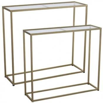Set de mesas Alexandra House Living Transparente Dorado Metal 2 Piezas