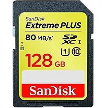 SanDisk SDSDXS-128G-X46 Extreme Plus 128 GB 80 MB/s UHS-I Class 10 SDHC Memory Card