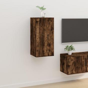 Soporte para TV de pared en roble ahumado, dimensiones 40x34,5x80 cm