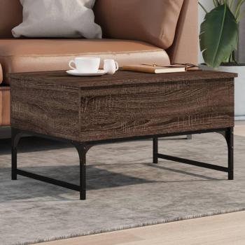 Mesa de centro de madera de ingeniería y metal en color humo, dimensiones 70x50x40 cm, disponible en negro, roble sonoma y roble ahumado, ideal para salón o comedor