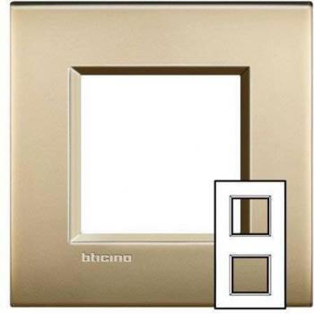 Placa Bticino Livinglight AIR Oro Satinado 2 Módulos Diseño Impecable