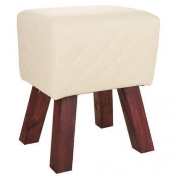 Taburete tapizado blanco 36x30x47h cm de estilo Art Deco WANDERLUST DECO