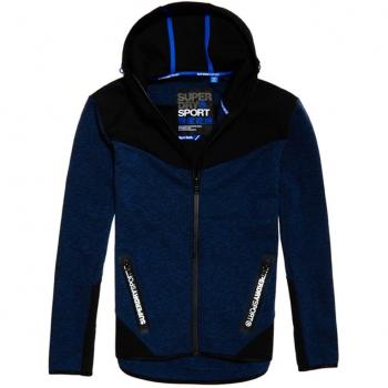 Superdry Gym Tech Blocked, Sudadera para Hombre, Azul