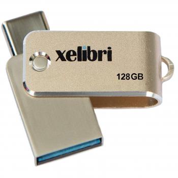 Xelibri Memories Dual USB-C y USB 3.0 128 GB Llave USB Dorada