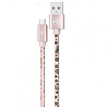 Cable de Datos USB a Tipo-C Tellur Graffiti, 3A, 1m, rosa